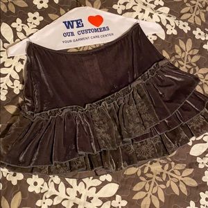 Made in Italy Velvet Ruffle Edge Mini Skirt